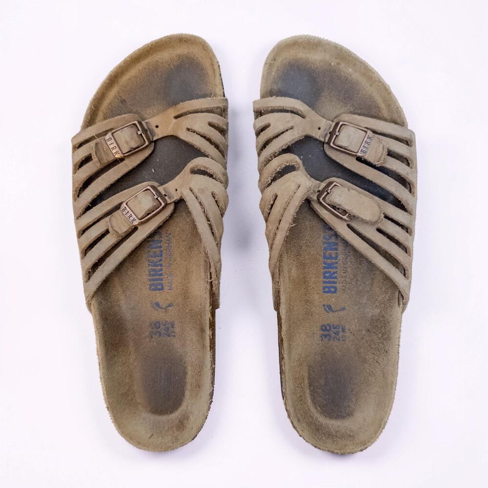 Birkenstock Granada Sandals Brown Leather Slide Sandals Size 38 US 7